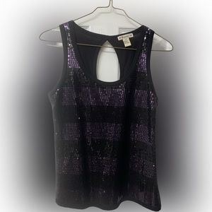 Forever- Purple and Black Sequined Top - size Large